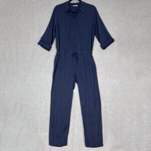 Milio Milano Womens L Navy Blue Tencel Jumpsuit